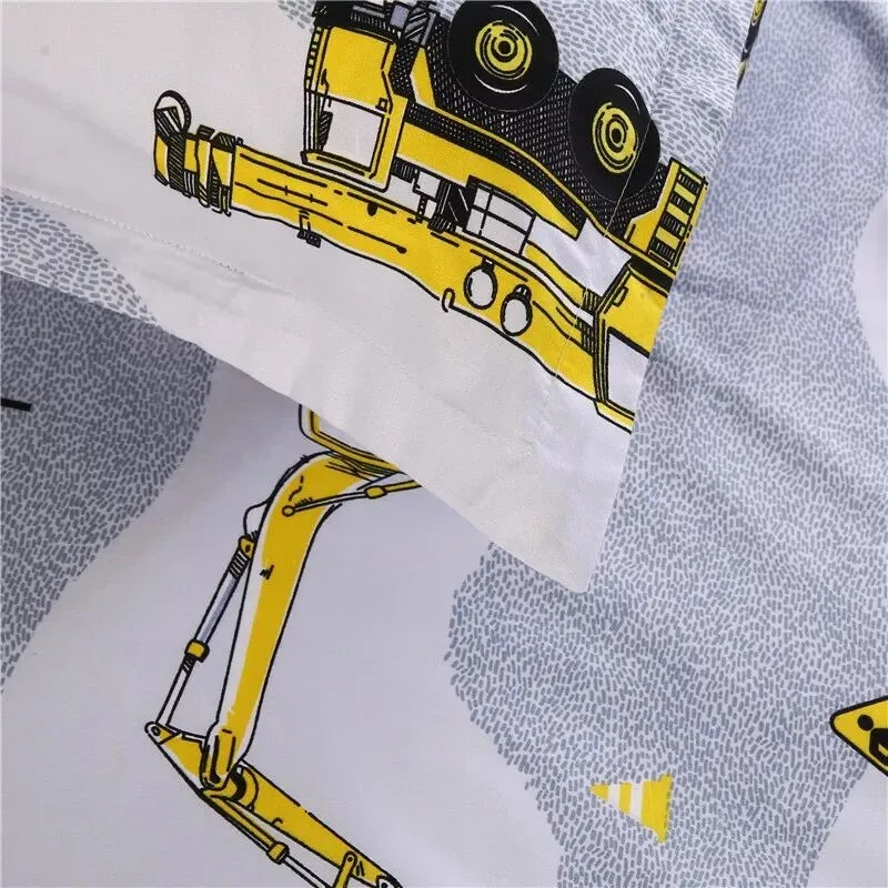 

XYZLS Kids Cartoon Bedding Set Construction Vehicles Duvet Cover Set Engineering Tools Bed Linens Child Birthday Gift Bedspreads