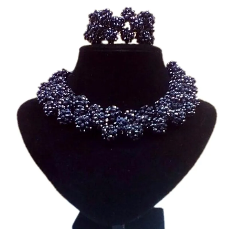 4 UJewelry черный комплект ювелирных изделий ручной работы шарики африканский