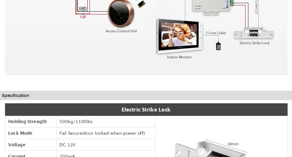 HOMSECUR DC12V без режима Электрический ударный дверной замок для системы контроля доступа дверной телефон