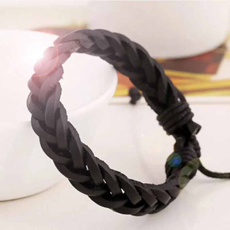 Новый Черный Коричневый Ручной Конопли Веревки Из Кожи Браслет Для Мужчин Винтаж