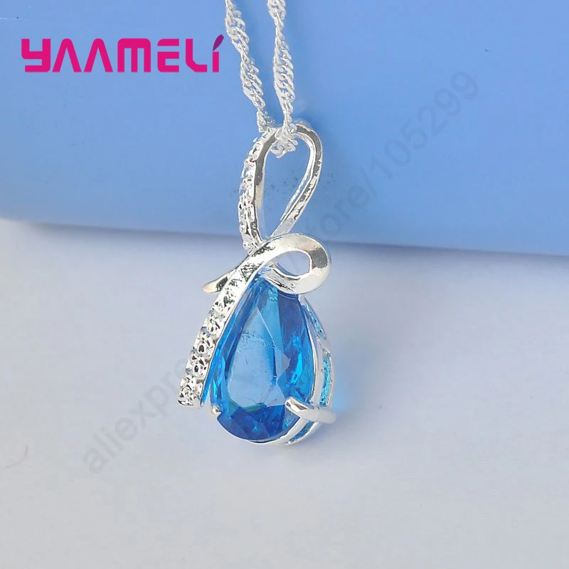 Женское ожерелье с подвеской в виде капли из стерлингового серебра 925 пробы