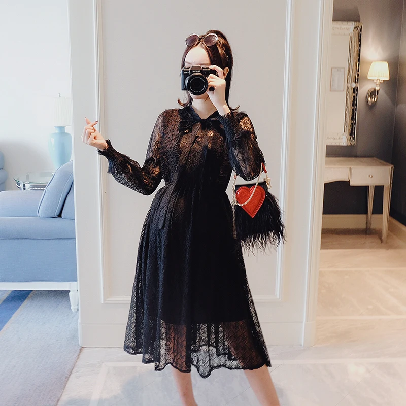 Платье для беременных 9206 # Sweet кружевное платье вечеринки 2019 весенне летняя