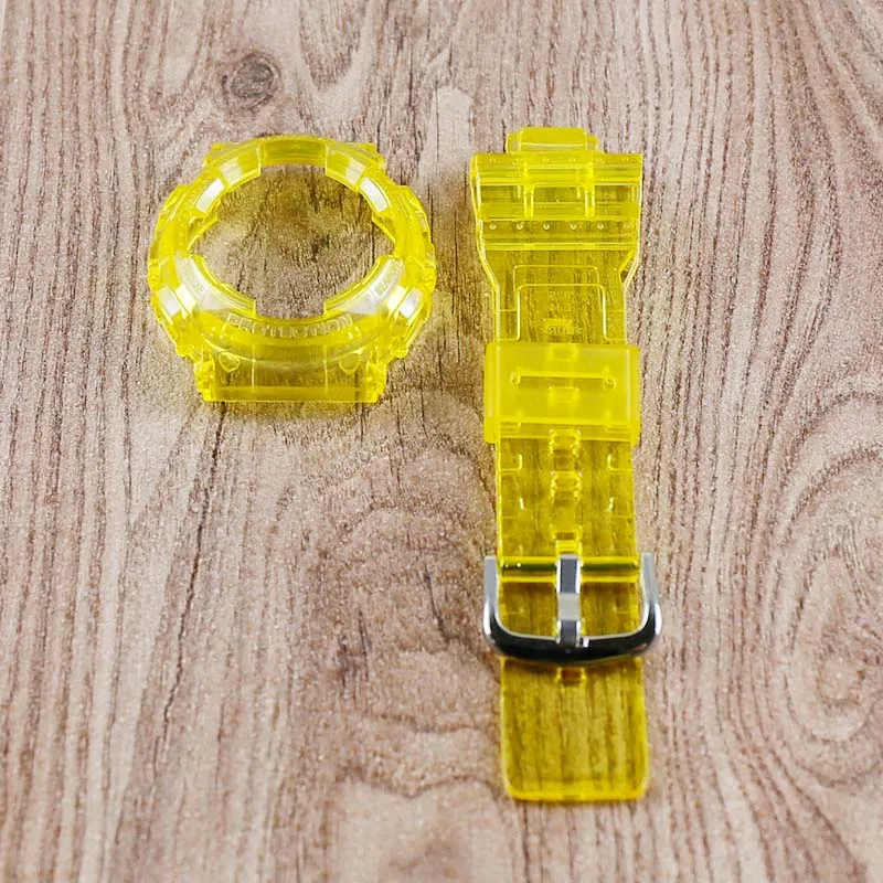 Yellow Женские часы с аксессуарами для Casio baby-g серии прозрачный ремешок BA-111 110 112 120 Смола ремешок серии - Цвет ремешка: Yellow