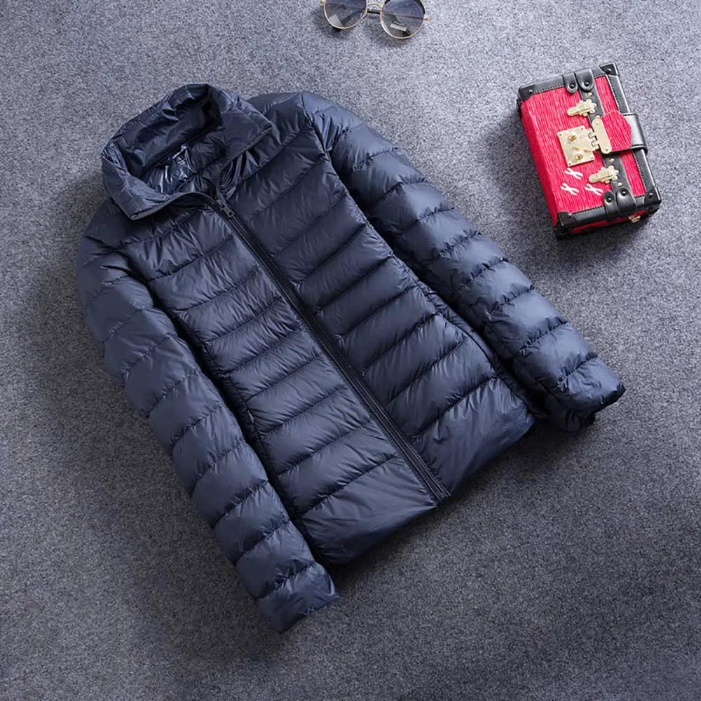 Navy 6XL 7XL зимняя куртка Женская Весенняя короткая куртка-бомбер ультра тонкий светильник тонкий размера плюс осеннее пальто женское базовое пуховое пальто - Цвет: Navy