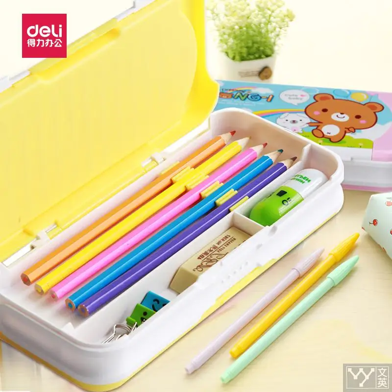 Deli 95585 Cute Plastic Pencil Box Set school stationery supplies writing case Foot brands pencil | Канцтовары для офиса и