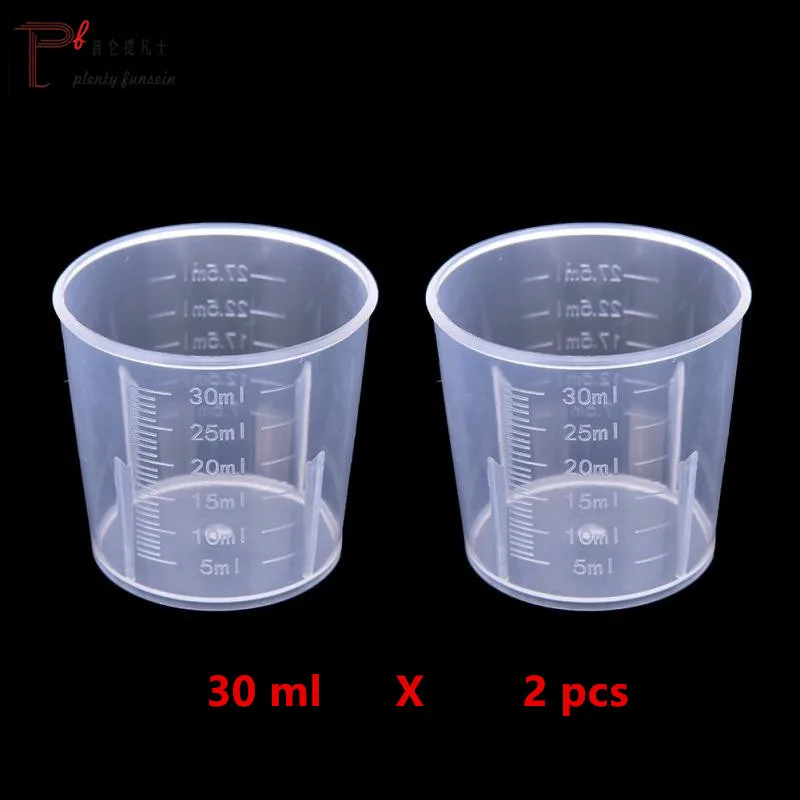 2 Pcs 30ml 20 Вт, 30 Вт, 50/300/500/1000 мл утолщенной Пластик измерительная шкала чашка твердого английского фарфора поверхности прозрачный Еда Класс стакан Кухня молока Чай сока - Цвет: 2 Pcs 30ml