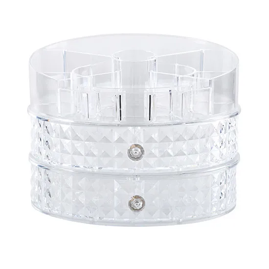 Transparent White Вращающаяся Косметическая переноска для багажа, домашняя губная помада, коробка, настольный Многоэтажный комод, подставка для помады - Цвет: Transparent White