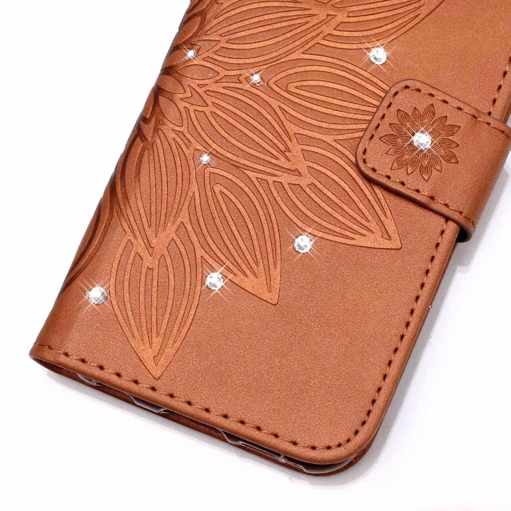 3D Блестящий Чехол бумажник с кристаллами и стразами откидной кожаный чехол для