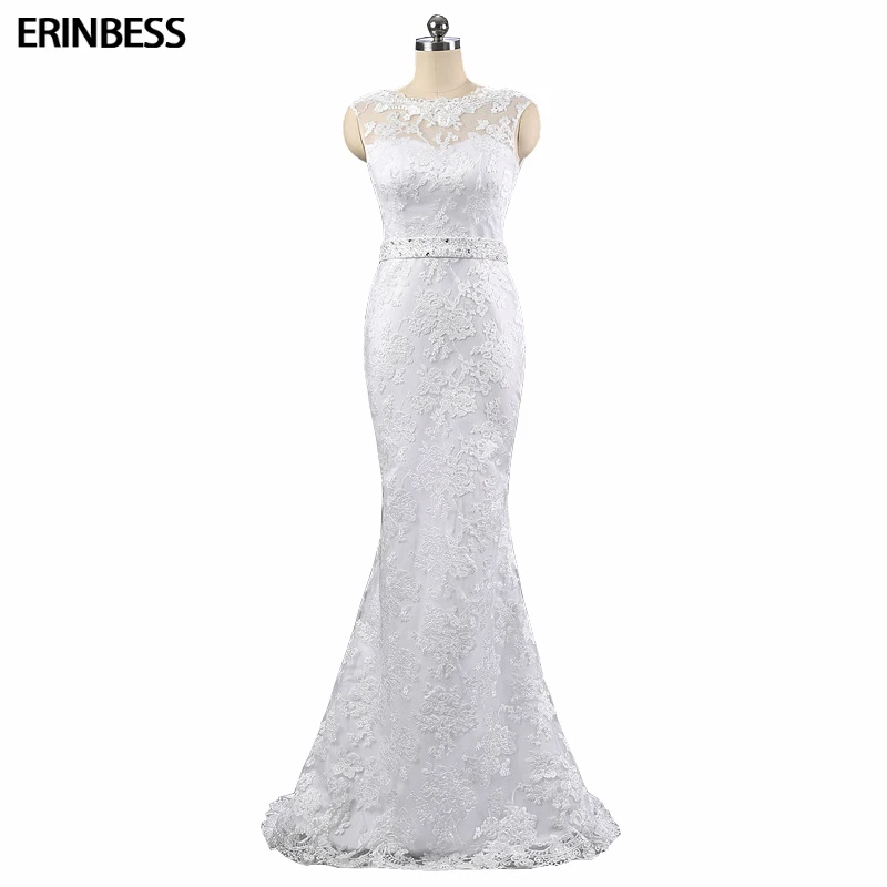 

Vestido De Noiva Beaded Sashes Vintage Lace Mermaid Wedding Dresses 2019 Robes De Mariage Princess Cap Sleeve Bridal Gowns