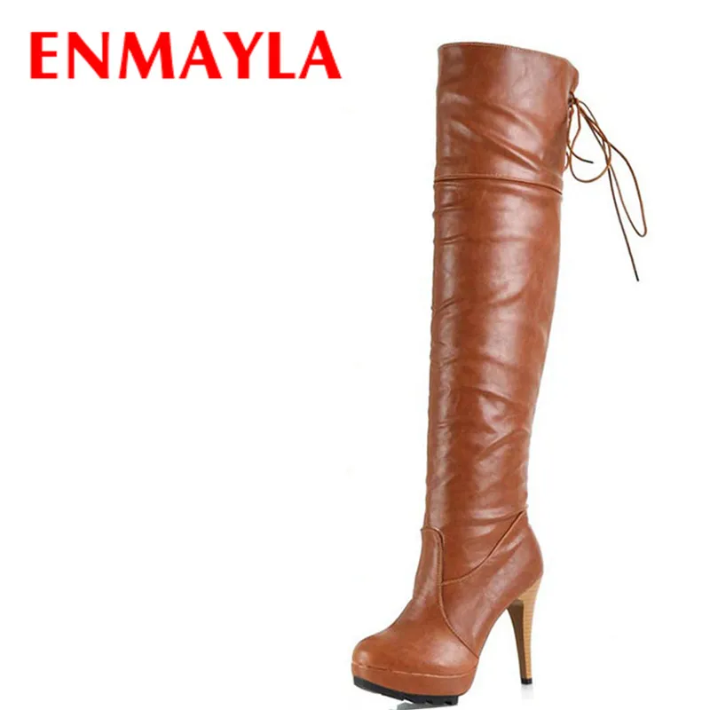 

ENMAYLA Autumn Winter Over The Knee High Boots Women Stiletto Slip-on Platform Long Boots Women High Heels Thigh High Boots