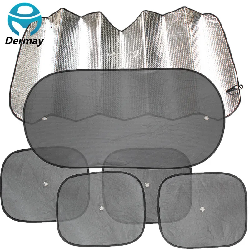 

6Pcs/Set Car Sunshade Sun Visor Windshield Sun Shade Retractable Folding Front Window Windscreen Sunshade+Rear+Back Protection