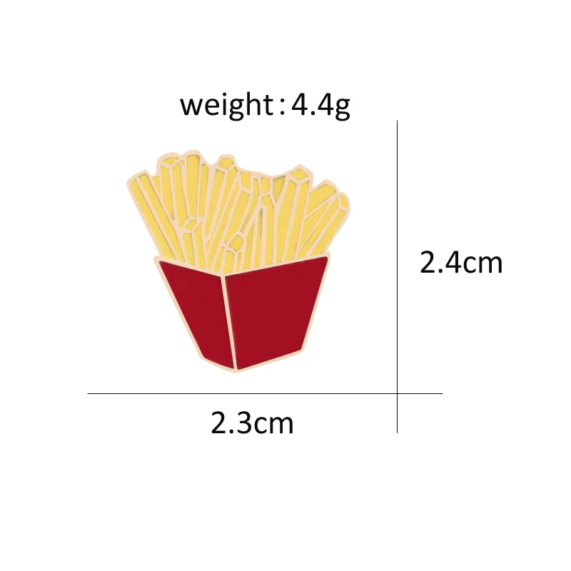 French fries Броши для женщин креативные забавные розовые синие насекомые Репеллент для снятия макияжа спрей эмаль шпильки картофель фри мороженое бижутерия - Окраска металла: French fries
