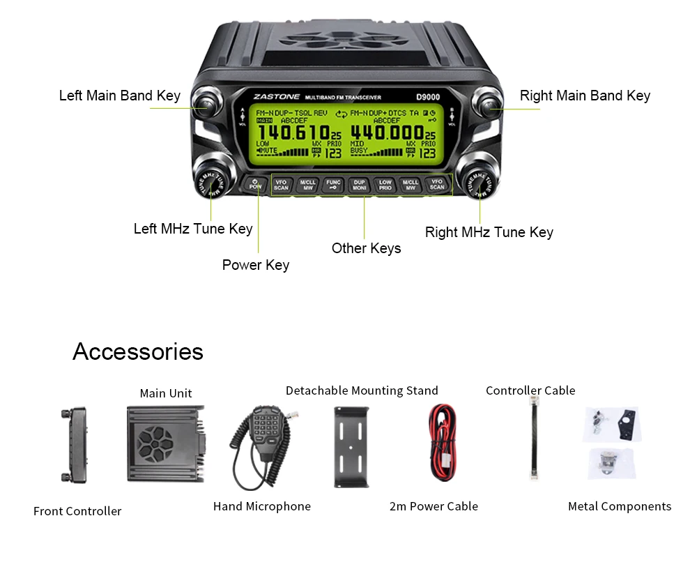 Zastone d9000 автомобильное радио Двухдиапазонная vhf uhf рация радио станция Автомобильные колонки comunicador Интерком колонка