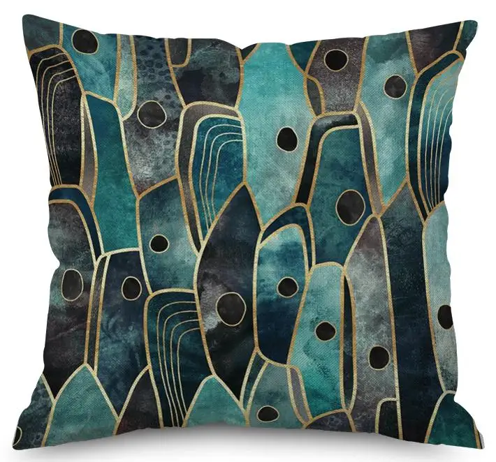 Nordic Style Watercolor Geometry Throw Cushions Creative Ink Mountaion Stone Geometric Printed Plush Chair Pillow Seat Pad - Цвет: A9