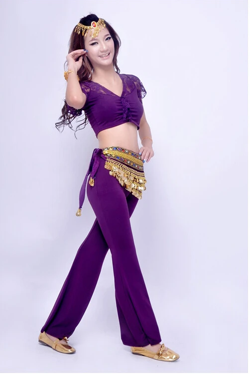New Style Lace Dance Costume Belly Clothes Bellydance Set Indian Dancing Suit 3pcs Top&ampPant&ampBelt 8 colors | Тематическая
