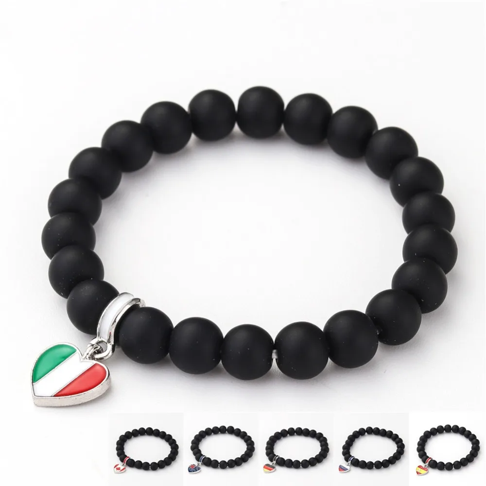 Браслет с национальным флагом из натурального камня Франции Германии Италии