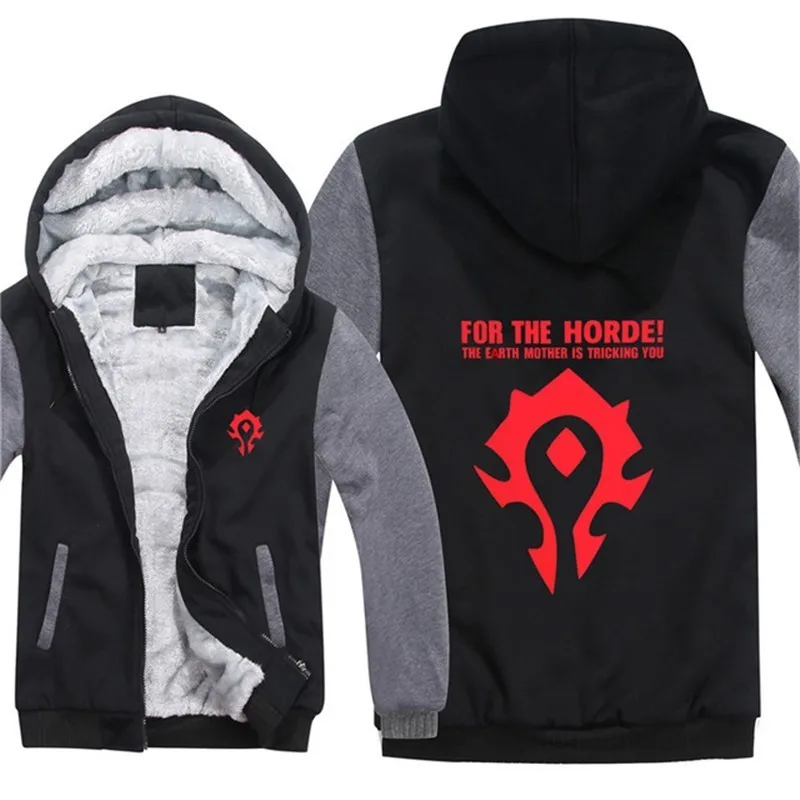 JOSALEM Horde Winter Warm Jacket Men 2018 World Of Warcraft Fleece Mens Hooded Sweatshirts Dota2 Man Thicken Hoody Coats | Мужская