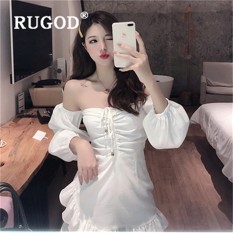 Женское платье с рюшами RUGOD летнее облегающее без рукавов открытой спиной 2019 |