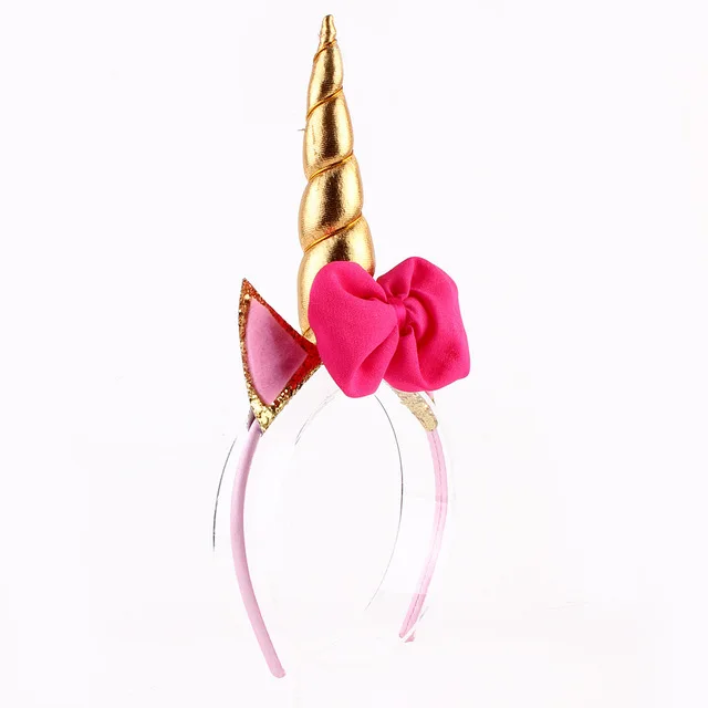 10 шт./лот Единорог повязка на голову с шифоновым цветком Блеск Дети Hairband Пасха