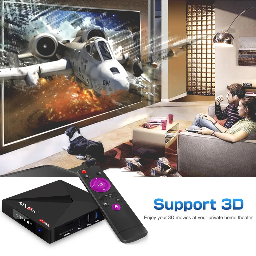 A5X MAX Smart Android 9 0 tv Box 4K HD RK3318 четырехъядерный медиаплеер Поддержка 2 4G WiFi Bluetooth 4 100M LAN