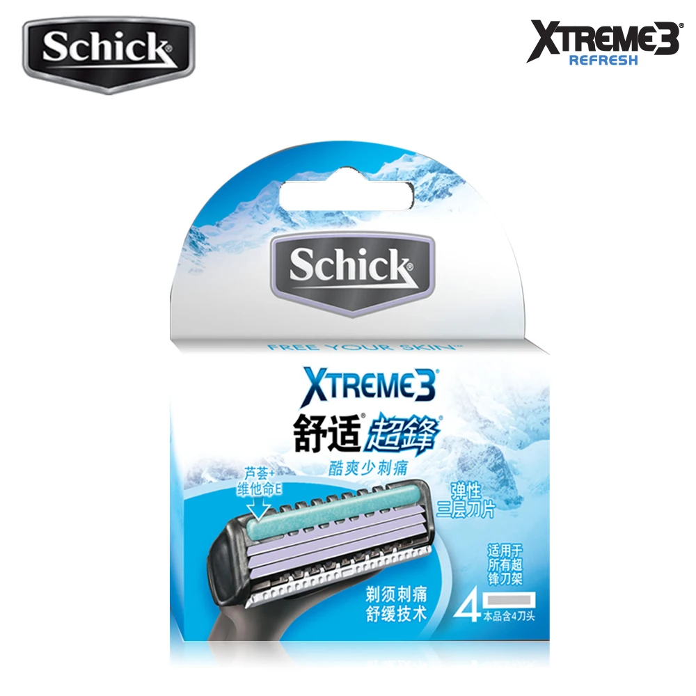 12 лезвий/партия = 3 упаковки оригинальных лезвий Schick XTREME3 для всех мужских