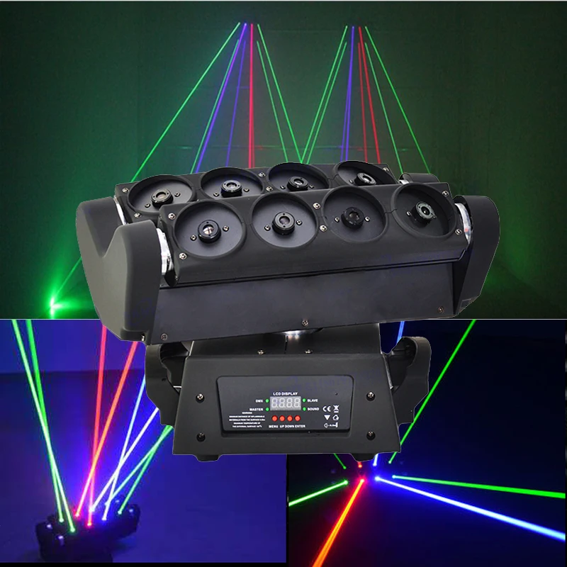 RGB Полноцветный лазерный светильник паук DMX512 луч движущиеся сценические огни