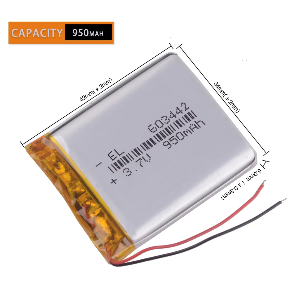 603442 063442 3 7 V 950mAh литий полимерный аккумулятор аккумуляторная батарея lipo часы PDA