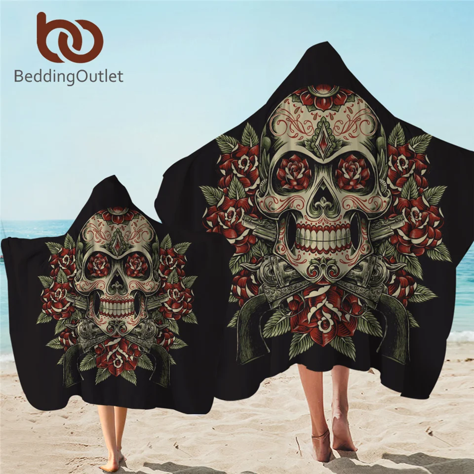 BeddingOutlet полотенце с капюшоном цветочным рисунком черепа готическое для ванной