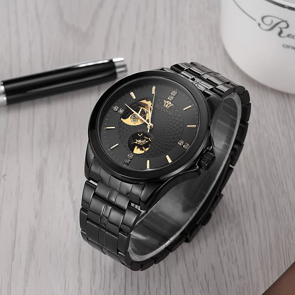 Часы наручные OUYAWEI Мужские Аналоговые брендовые модные механические полностью