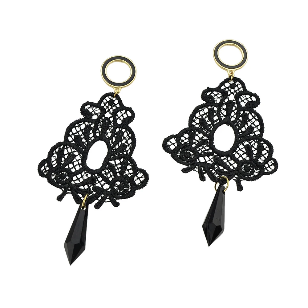 Retro Style Lace Earrings Hollow Out Geometric Party For Women Black Acrylic Arrow Pattern Dangle | Украшения и аксессуары