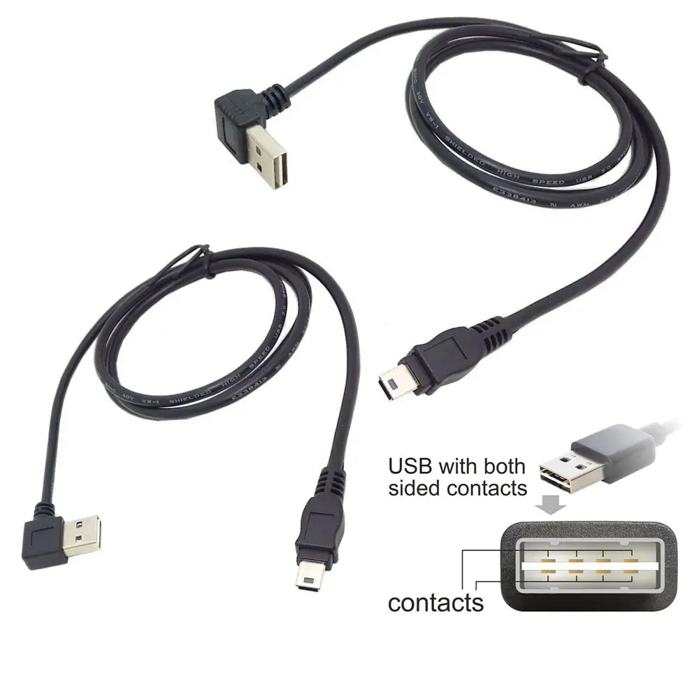 USB 2 0 папа мини 5Pin Мужской кабель Реверсивный дизайн вверх и вниз влево вправо