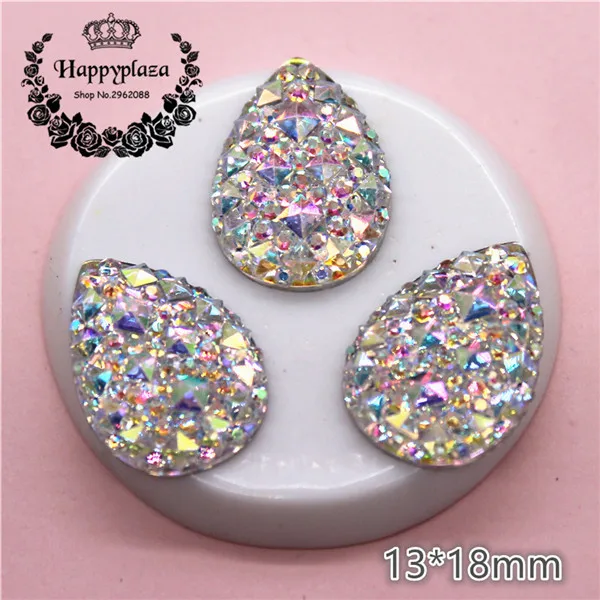 50pcs clear AB 12 мм/14 мм/13*18 мм круглые/каплевидные Bling AB разноцветные, полимерные Стразы Flatback Камень Кабошон DIY Свадебные украшения ремесла - Цвет: 50pcs clear AB