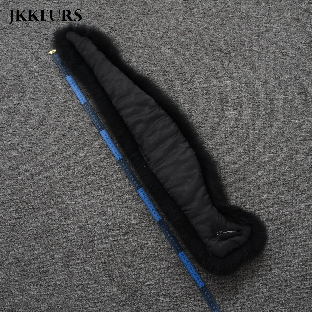 JKKFURS новые женские шарфы из натурального Лисьего меха зимние толстые теплые модные стильные высококачественные натуральный меховой шарф S7393