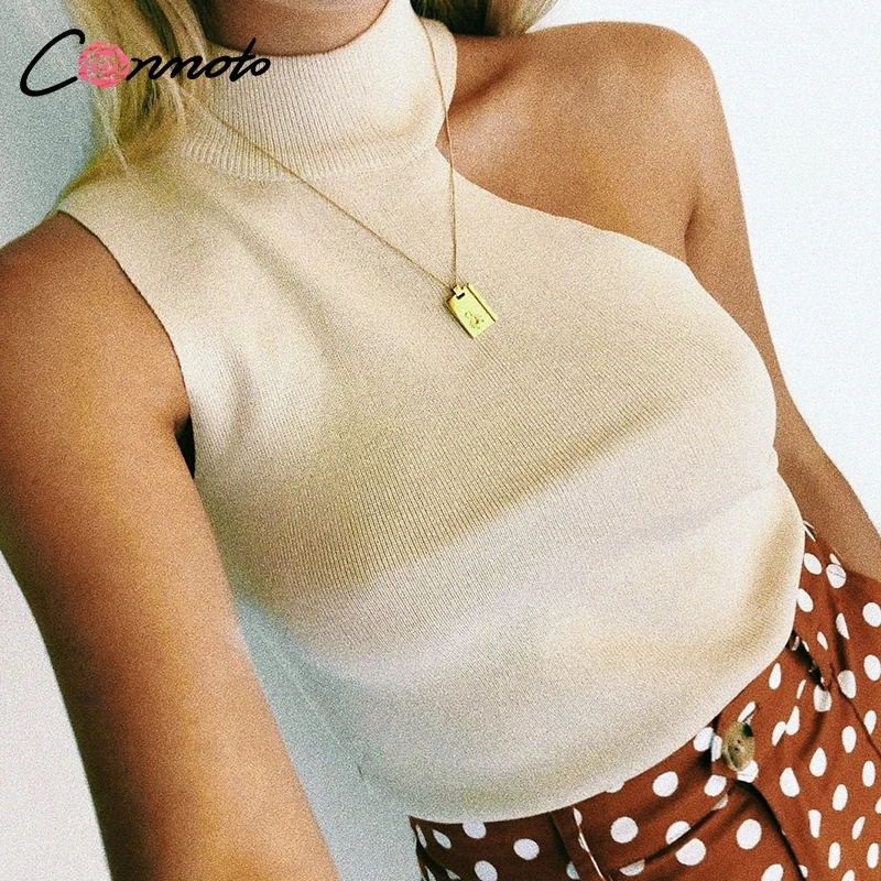 Conmoto Женские трикотажные топы и рубашки без рукавов однотонные повседневные