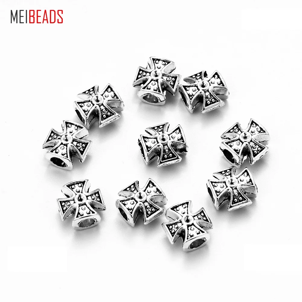 MEIBEADS, 20 шт./лот, модные, античные, сделай сам, из бисера, сплав, материал, бусины, тибетское серебро ручной работы, крест, ювелирные изделия, аксессуары UF5030