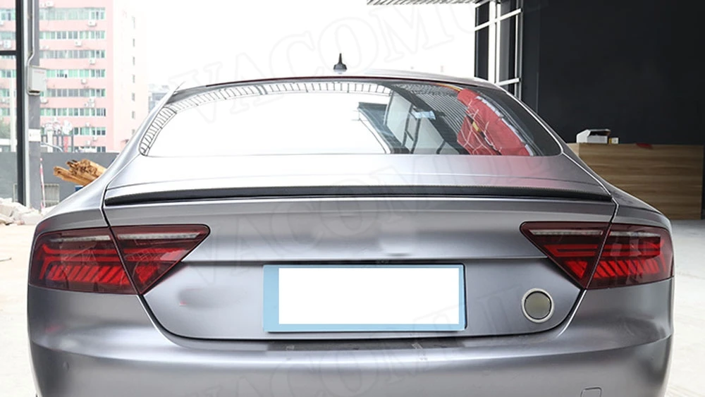 Углеродное волокно Задняя накладка на багажник отделка Стикеры для Audi A7 S7 RS7 2013- багажнике внешней отделки