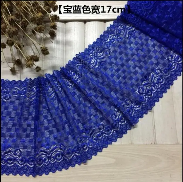 1 метр нейлон спандекс роскошные королевские синие кружевные эластичные обрезки