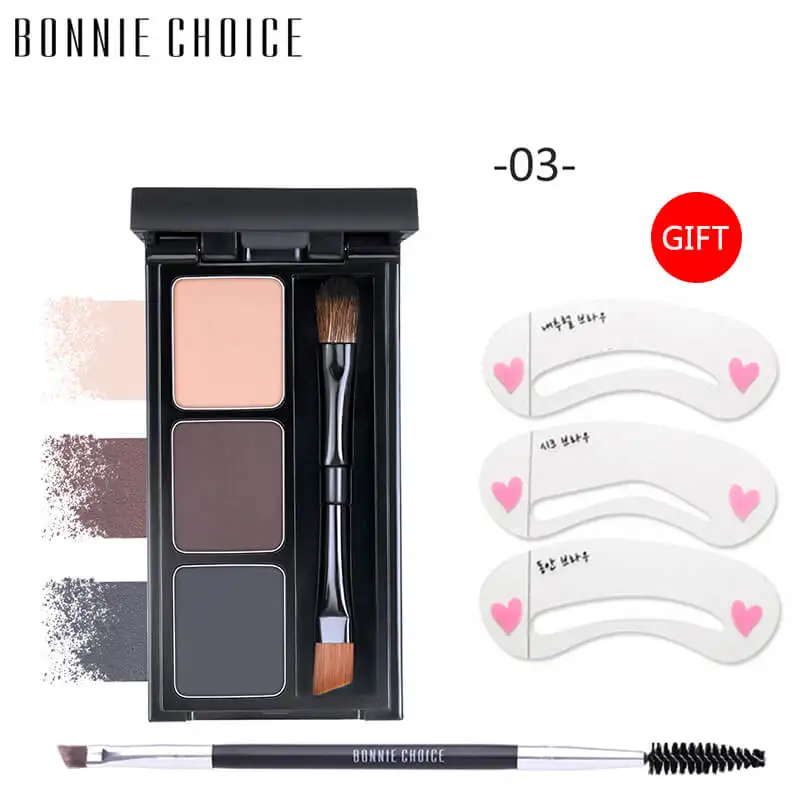 set 6 Bonnie Choice, 3 цвета, усилитель бровей, пудра, натуральный, водонепроницаемый, палитра для бровей, кисть, стойкий макияж, усилитель бровей - Цвет: set 6