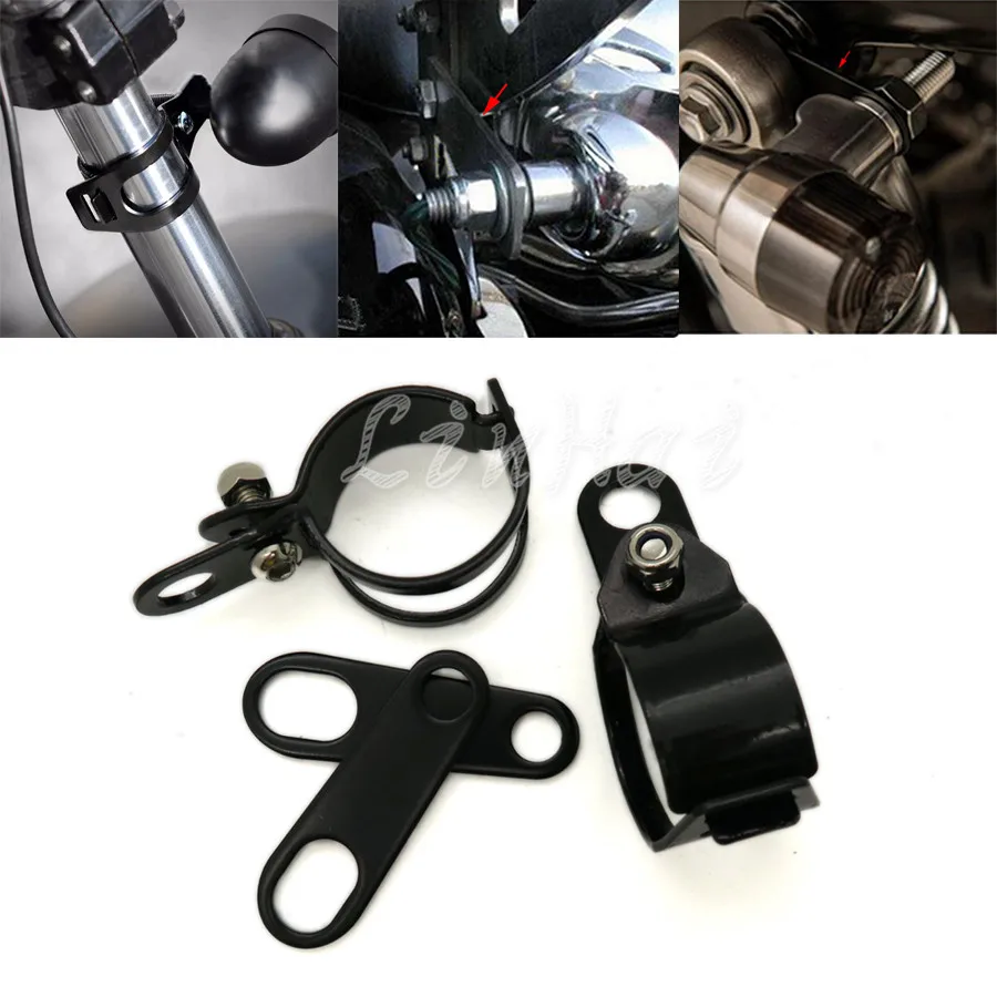 Мотоциклетные черные передние и задние поворотные сигналы держатель вилки