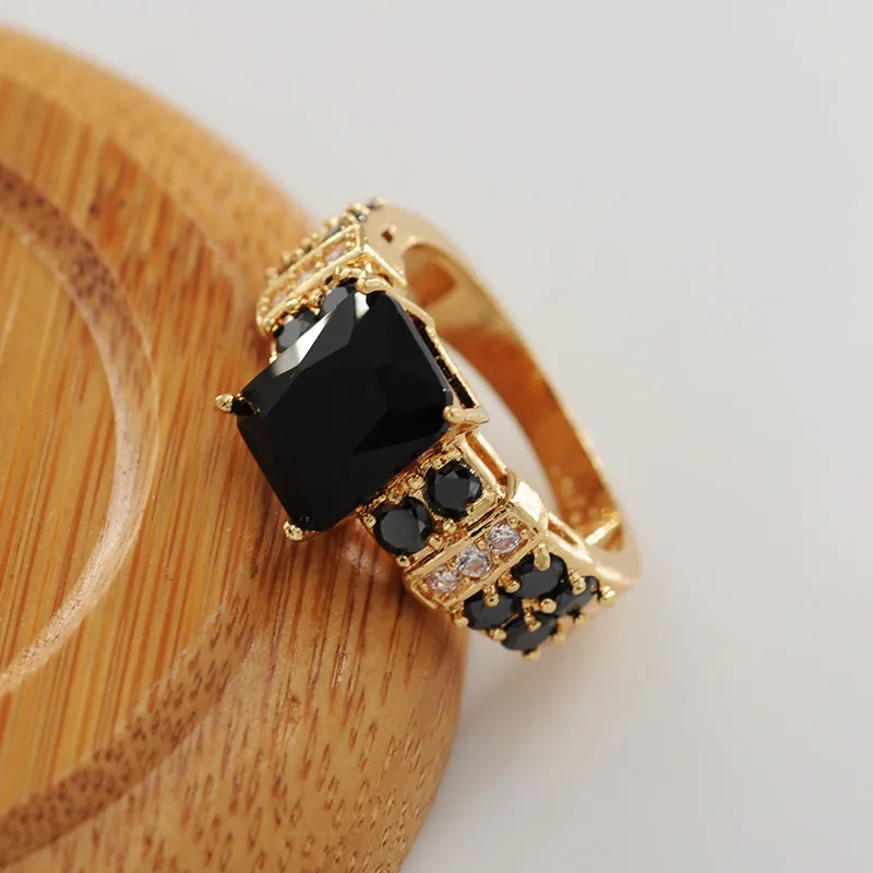MxGxFam черные CZ кольца для женщин крутые ювелирные изделия 18 k желтое золото-цвет AAA+ циркон