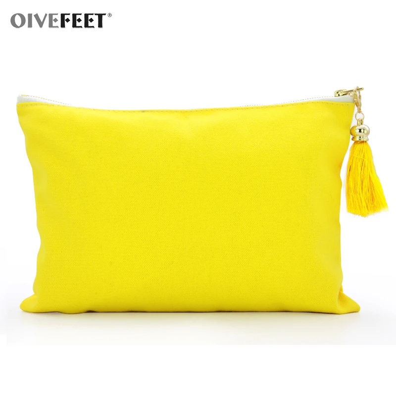 OIVEFEET LGC212 12 унций простой синий хлопок холст косметичка искусственный шелк