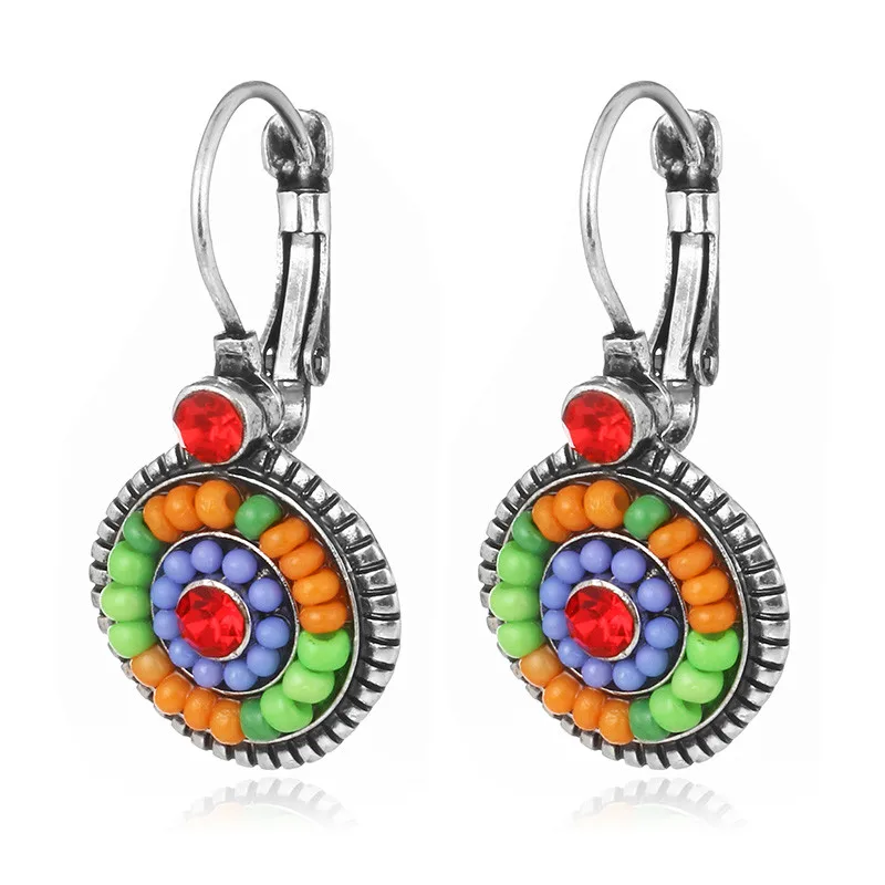 Круглые висячие серьги с бусинами из смолы для женщин в стиле ретро новые