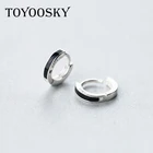 Серьги-Клипсы из настоящего стерлингового серебра 925 пробы, черные, маленькие, большие, в стиле OL, клипсы, клипсы, серьги-клипсы, ювелирные изделия, без пирсинга для мужчин и женщин