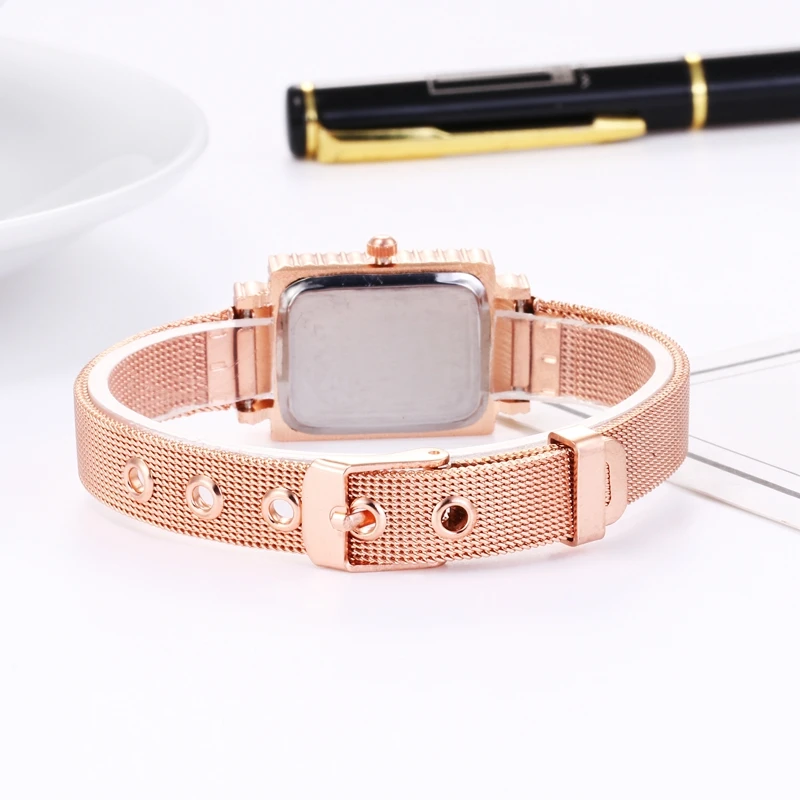 Exquisite Small Square Rhinestone Watches Women Luxury Brand Full Steel Bracelet Ladies Quartz Reloj Mujer Clock | Наручные часы