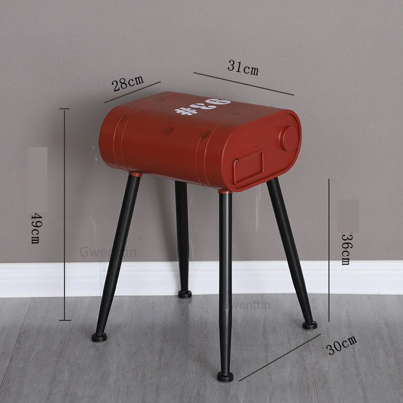 Красный Vintage Loft Gasoline Bucket Metal Stools Restaurant Bedroom Dining Chairs Petrol Barrel Chair Industrial Decor Bar Small Stool - Цвет: Красный