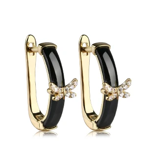 Black Gold Earrings Серьги-гвоздики из керамики с бабочкой для женщин и девушек, серьги из нержавеющей стали с фианитом, женские серьги, модные ювелирные изделия - Окраска металла: Black Gold Earrings