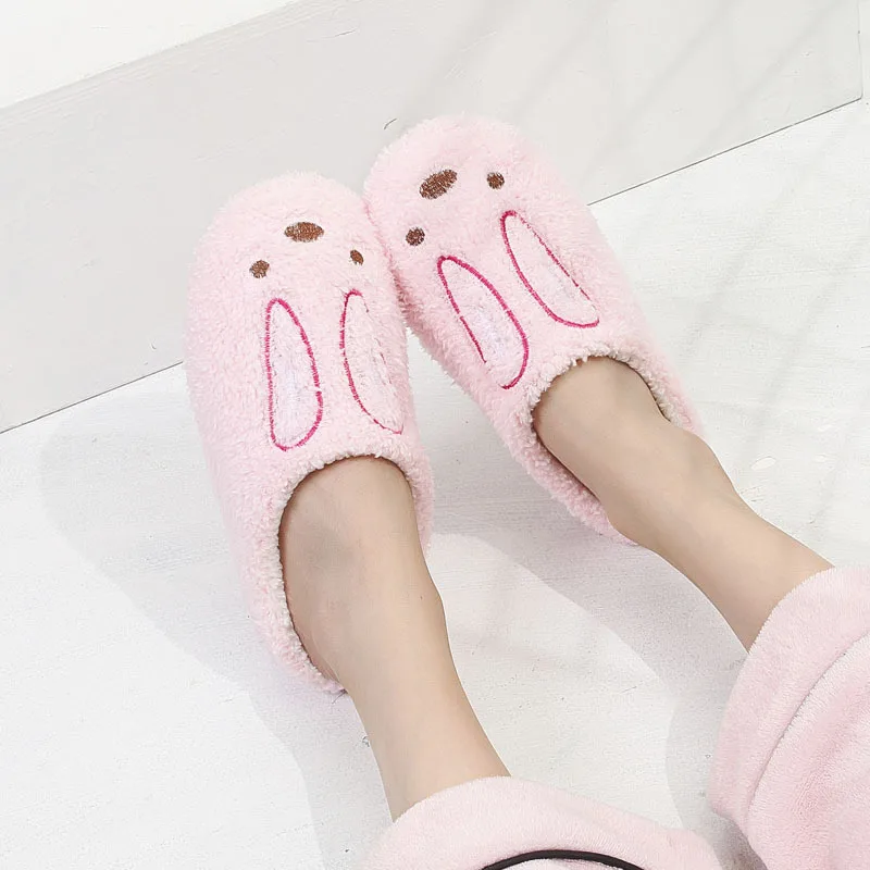 Тапочки мужские/женские вельветовые теплые домашние тапочки симпатичный кролик