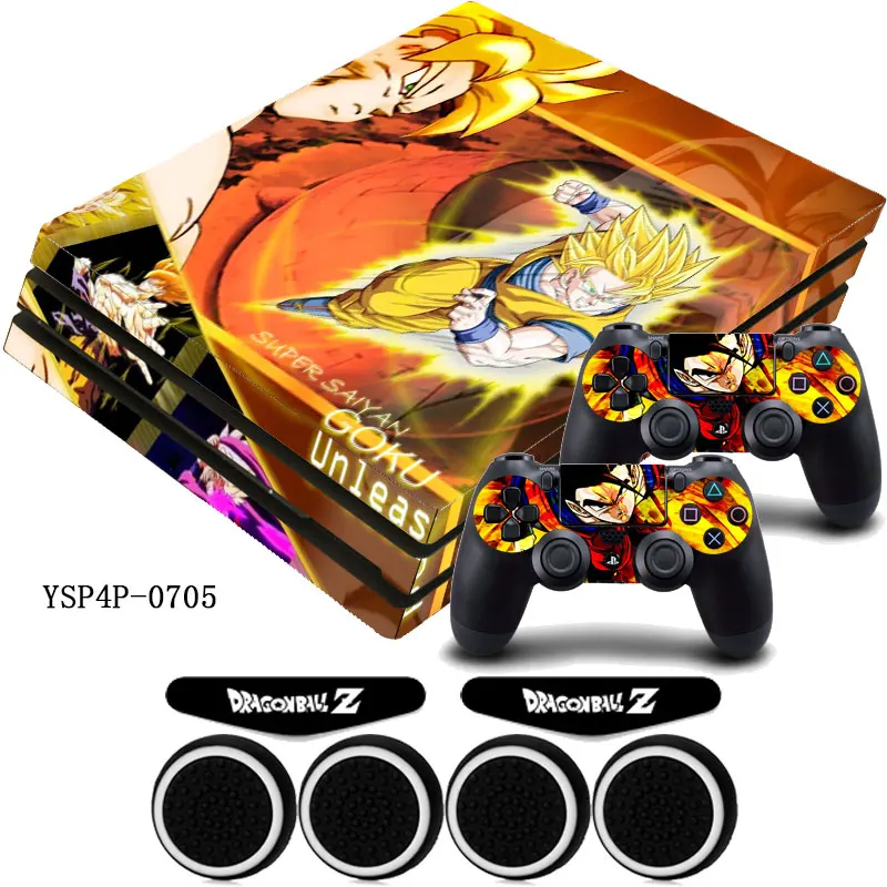 Dragon Ball матовый винил Нескользящие Стикеры этикета и 2 контроллера + 2x LED Наклейки 4x