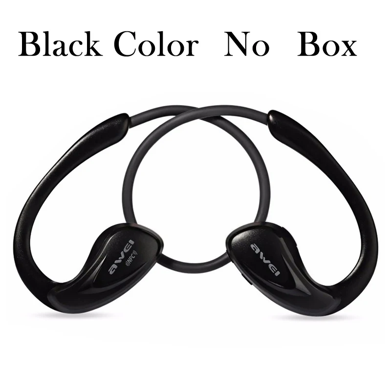 Black no box Awei NFC hands free стерео спортивные наушник блютуз беспроводные наушники гарнитура бега с микрофоном вкладыши earbuds микронаушник aptx hd hi fi для телефона андроид Xiaomi Redmi Mi Apple iPhone Huawei Honor Samsung - Цвет: Black no box