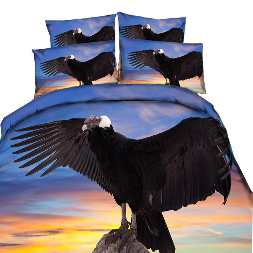 Queen Size Bedding Set- Flawless Peacock Feathers Wolf Painting Duvet Cover Set Bedspread for Childrens Kids Teens Adults | Дом и сад